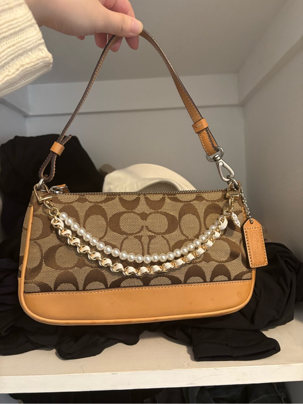 Vintage Coach 6094 Signature Jacquard Demi Baguette Y2K Bag w/Dust Bag